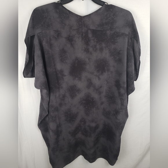 Eileen Fisher Black and Gray Silk Sleeveless Hi-Low Oversized VNeck Shirt Sz XL - Picture 7 of 11